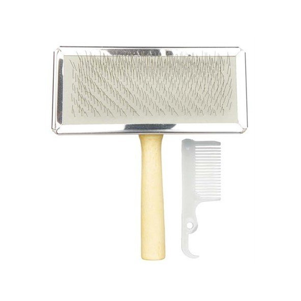 Trixie Soft brush, wooden handle/metal bristles, 11 × 14 cm