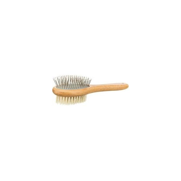 Trixie Brush, double-sided, bamboo/natural &wire bristles, 5 × 19 cm