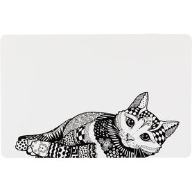 Trixie Place mat cat, 44 × 28 cm, white/black