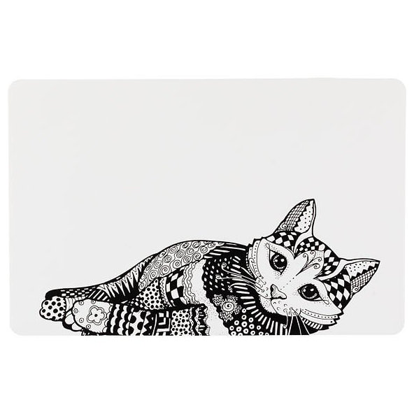 Trixie Place mat cat, 44 × 28 cm, white/black