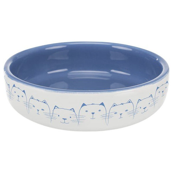 Trixie Hello my little cat bowl, flat, ceramic, 0.3 l/ř 15 cm, light blue/white