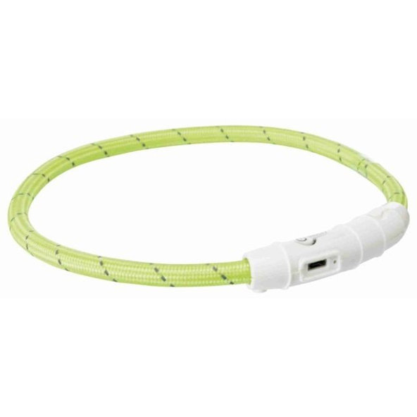 Trixie Flash light band USB, TPU/nylon, L–XL: 65 cm/ř 7 mm, green