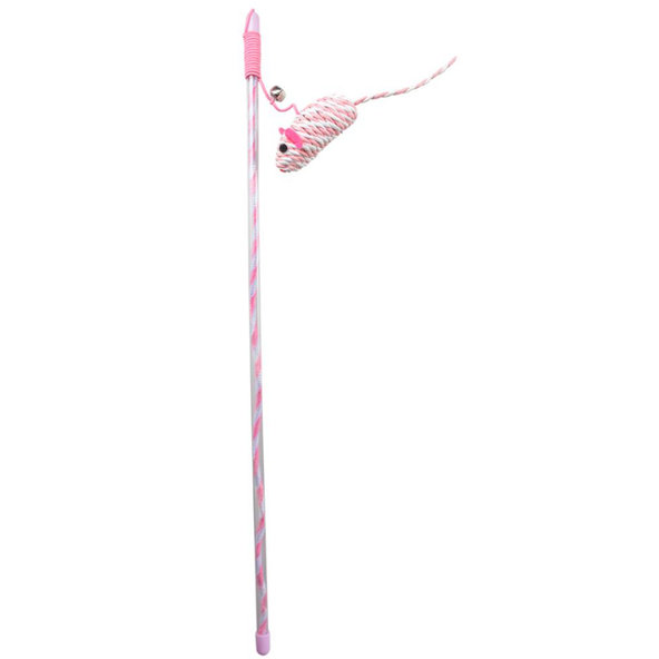 Hračka pre mačky DUVO+ tyč na hranie s myšou z brúsneho papiera ružová 47x15x4cm