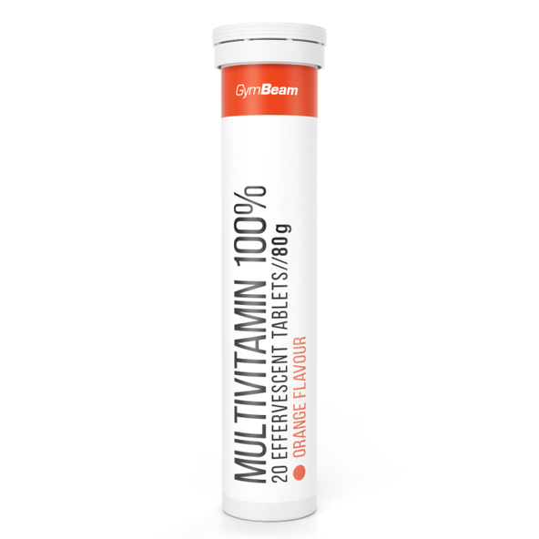 Multivitamín 100% - GymBeam, príchuť pomaranč, 20tbl