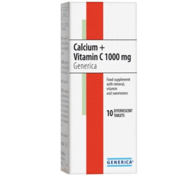 Generica Calcium + Vitamin C 1000mg eff 10tbl