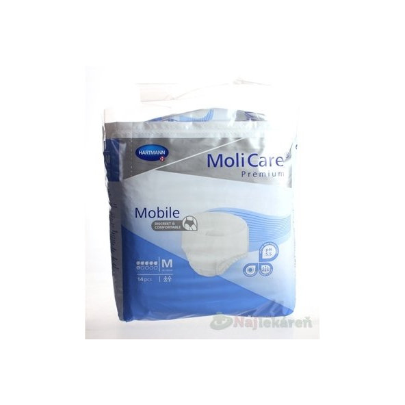 MoliCare Premium Mobile 6 kvapiek M modré, plienkové nohavičky naťahovacie, 14ks