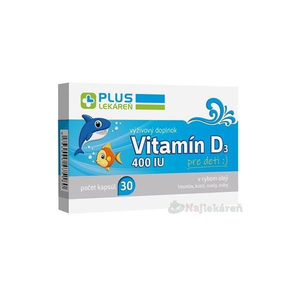 PLUS LEKÁREŇ Vitamín D3 400 IU pre deti 30ks