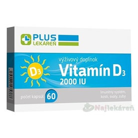 PLUS LEKÁREŇ Vitamín D3 2000 IU 60ks