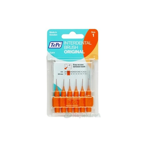 TePe Originál medzizubné kefky na dentálnu starostlivosť 0,45 mm, 6ks (oranžové)