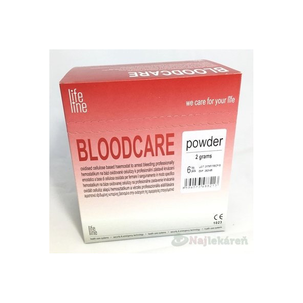 BLOODCARE powder sterilné vstrebateľné hemostatikum 6x2g