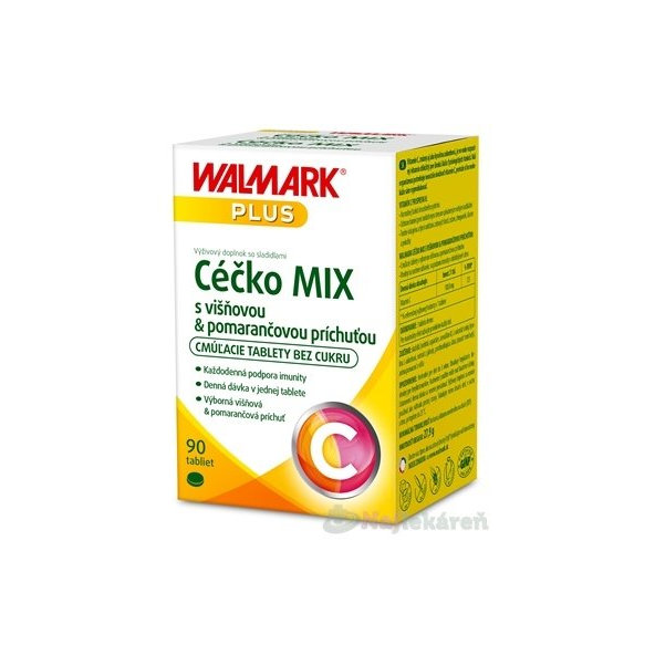 WALMARK Céčko MIX vitamín C 100 mg (pomaranč+višňa) 90 ks