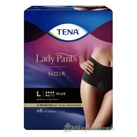 TENA Lady Pants PLUS NOIR LARGE čierne dámske naťahovacie inkontinenčné nohavičky  8ks