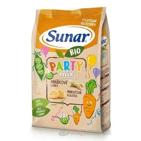 Sunar BIO Chrumky Party mix (hráškové struky a mrkvové kolieska)(od ukonč. 12. mesiaca) 45 g