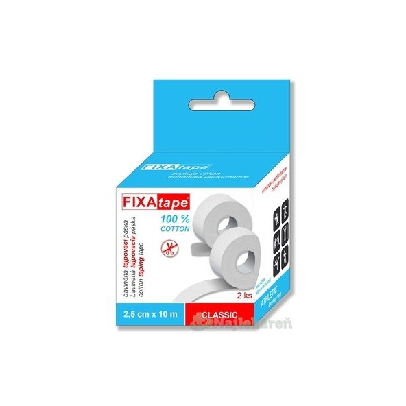 FIXAtape tejpovacia páska CLASSIC ATHLETIC, bavlnená 2,5cmx10m, 2ks