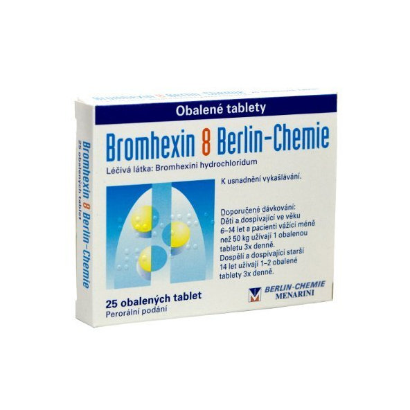 BROMHEXIN 8 BERLIN-CHEMIE na uvoľnenie dýchacích ciest 25 tbl