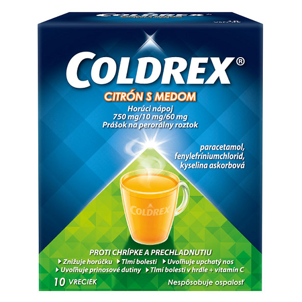 Coldrex Horúci nápoj Citrón s medom proti chrípke a prechladnutiu 10 sáčkov