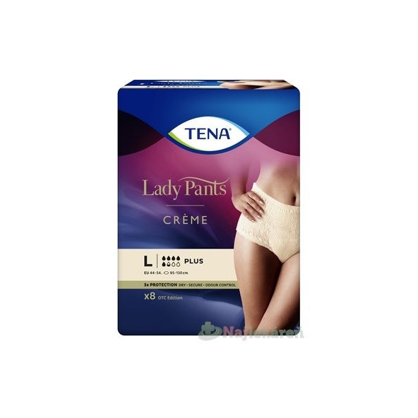 TENA Lady Pants Creme L dámske naťahovacie inkontinenčné nohavičky, krémové 8ks