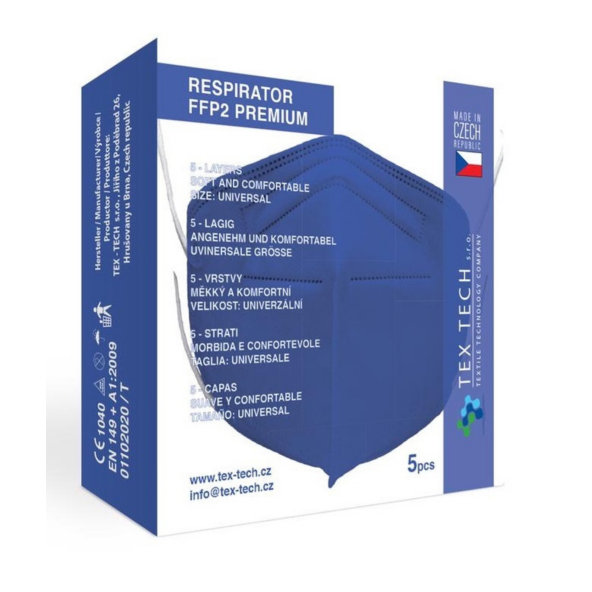 Respirátor FFP 2 modrý, premium 5 ks