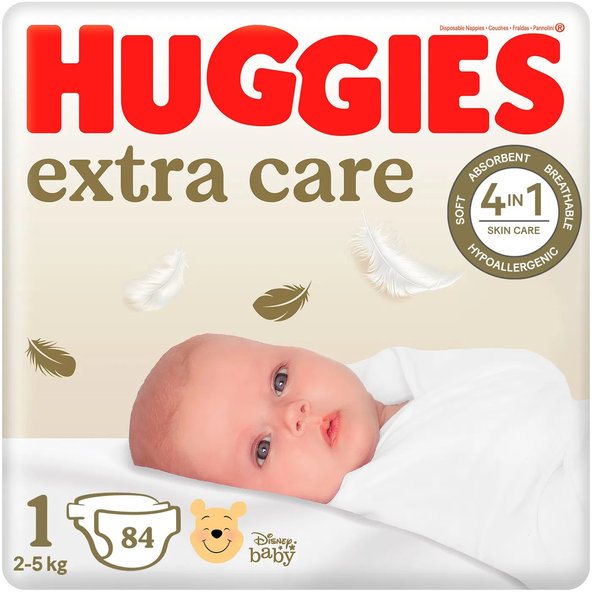 HUGGIES® Extra Care Plienky jednorázové 1 (2-5 kg) 84 ks