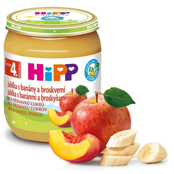 HiPP ovocný príkrm jablko, banán, broskyňa 125g