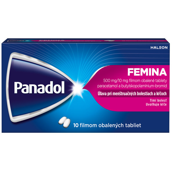 PANADOL FEMINA pri menštruačných bolestiach a kŕčoch 10 tabliet