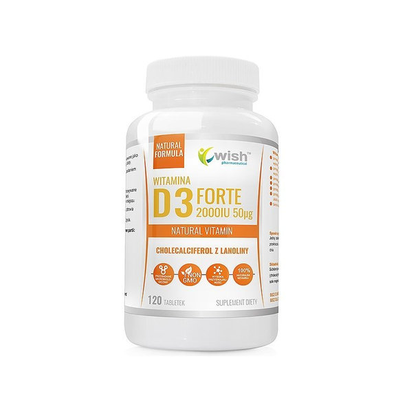 WISH Vitamín D3 Forte 2000IU Cholekalciferol z lanolínu 120tbl