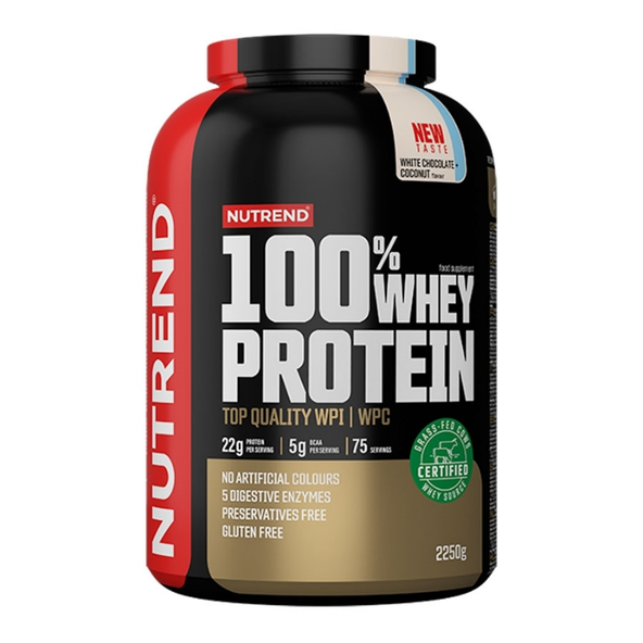 Proteín 100% Whey - Nutrend, príchuť ľadová káva, 2250g