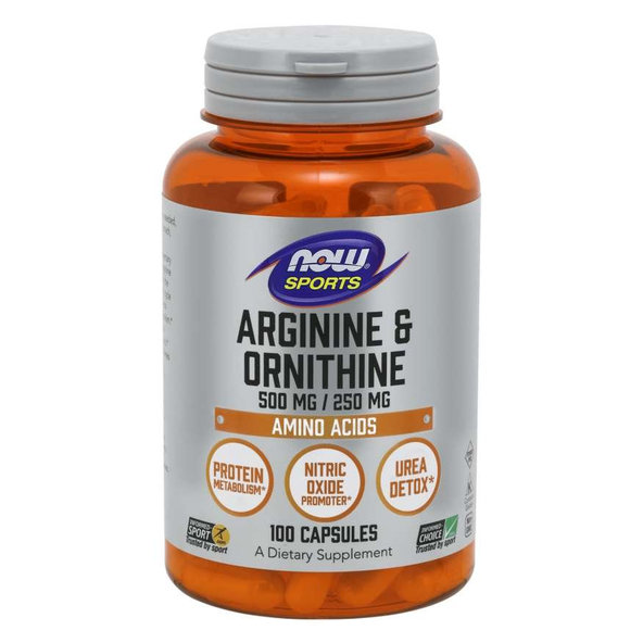 Arginín & Ornitín 500 mg / 250 mg - NOW Foods, 100cps
