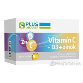 PLUS LEKÁREŇ Vitamín C + D3 + Zinok 90 tabliet