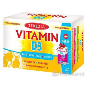 TEREZIA VITAMÍN D3 1000 IU 90 ks + darček kvapky Vitamín D3 BABY 400 IU 10 ml