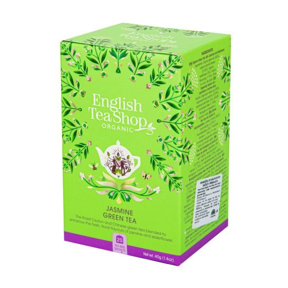 BIO Zelený čaj s jazmínom a kvetom bazy - English Tea Shop 40g