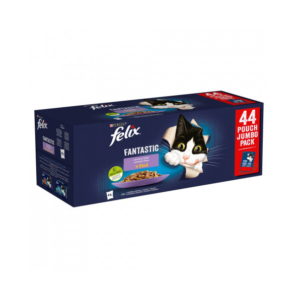 FELIX Fantastic cat Multipack hovädzie&kura&losos&tuniak želé kapsička pre mačky 44x85g