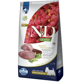 Farmina N&D dog QUINOA (GF) adult mini, weight managment, lamb granule pre psy 7kg