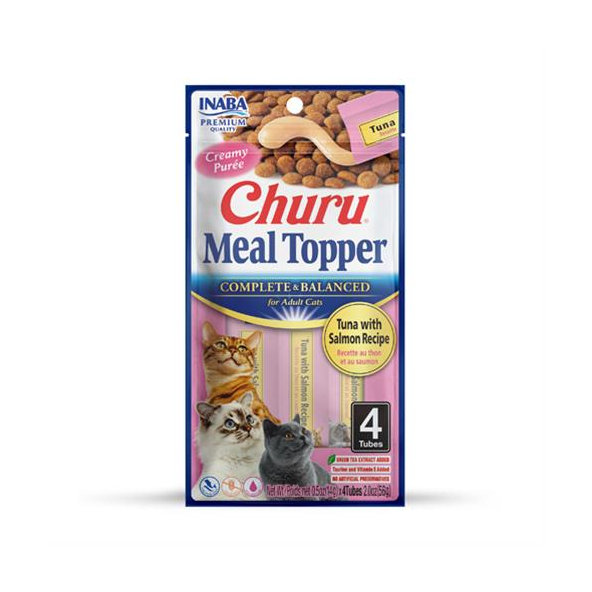 Maškrta pre mačky Inaba Churu Meal Topper cat Tuniak s lososom 4 tuby 56g