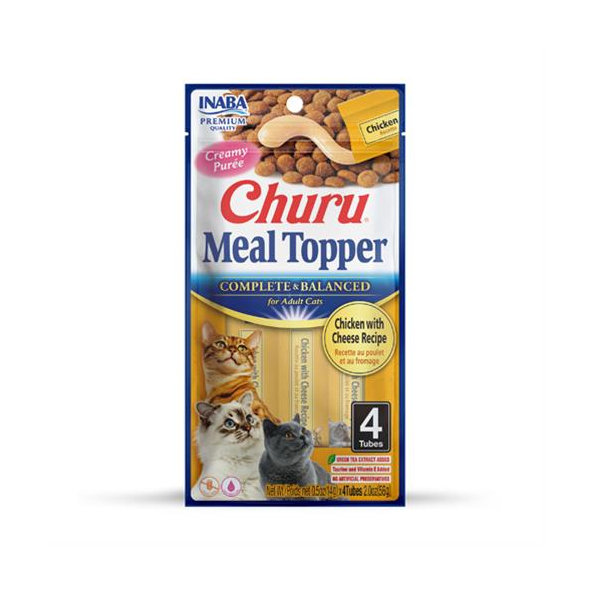 Maškrta pre mačky Inaba Churu Meal Topper cat Kura so syrom 4 tuby 56g