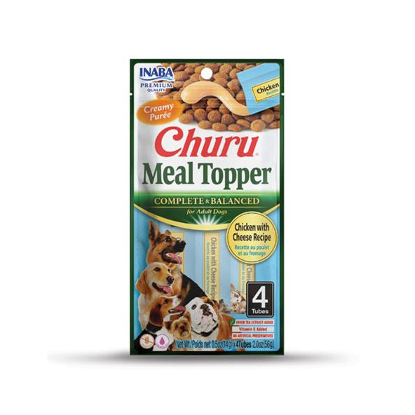 Maškrta pre psy Inaba Churu Meal Topper dog Kura so syrom 4 tuby 56g