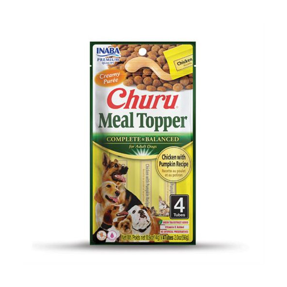 Maškrta pre psy Inaba Churu Meal Topper dog Kura s tekvicou 4 tuby 56g