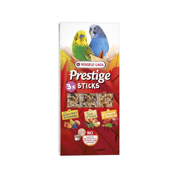 Versele Laga Prestige Sticks Small Parakeets - tyčinky pre stredné papagáje s rôznymi príchuťami 3ks, 90g