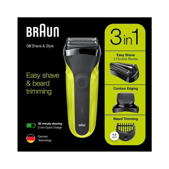 BRAUN hol.strojček Series 3 300 BT Green