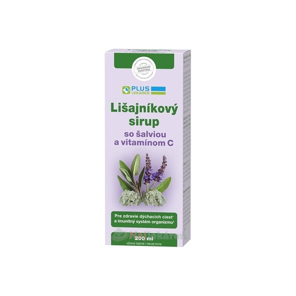 PLUS LEKÁREŇ Lišajníkový sirup so šalviou a vitamínom C, 200 ml