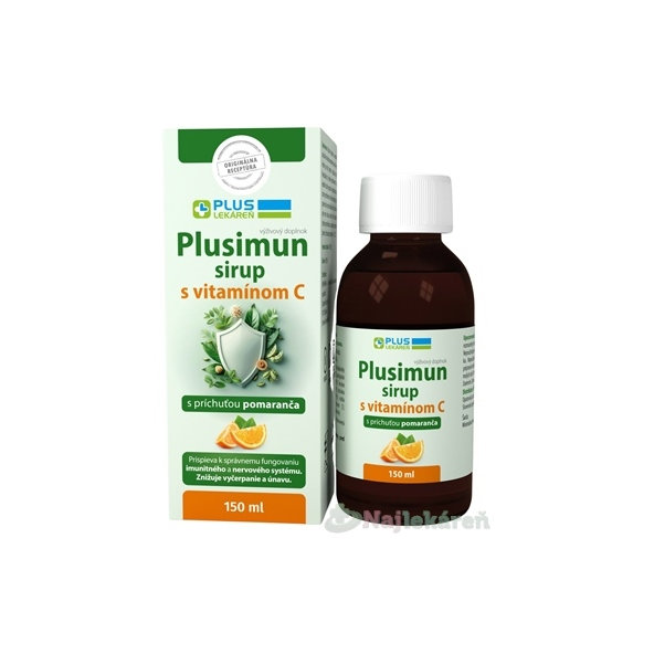 Plusimun sirup s vitamínom C s pomarančovou príchuťou, 150 ml