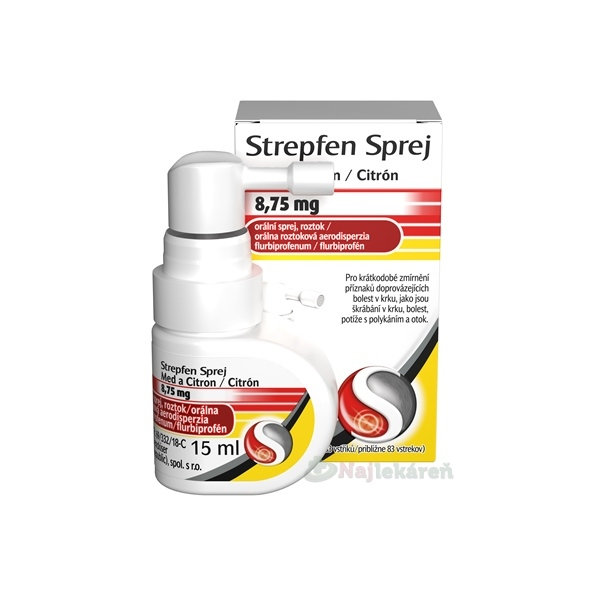 Strepfen Sprej Med a Citrón 8,75 mg 15ml